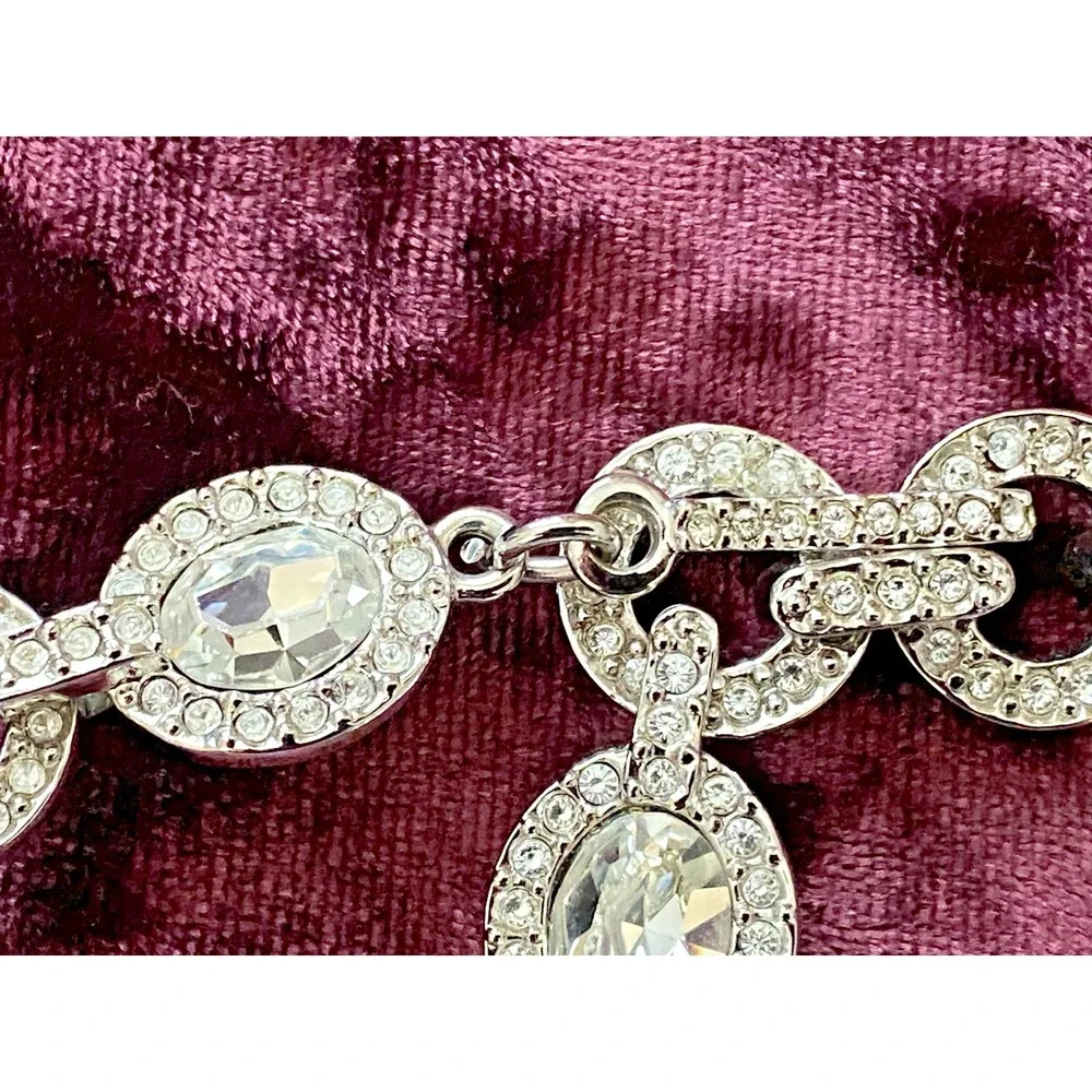 Vtg ST. JOHN Silver-tone CRYSTAL RHINESTONE Glamorous CHAIN BELT fits S-XL